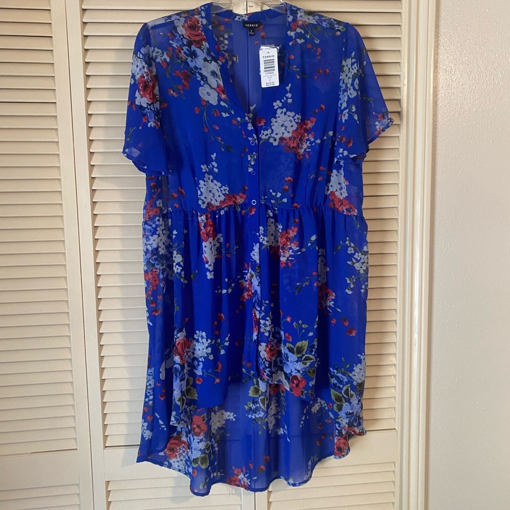 Blue long torrid blouse